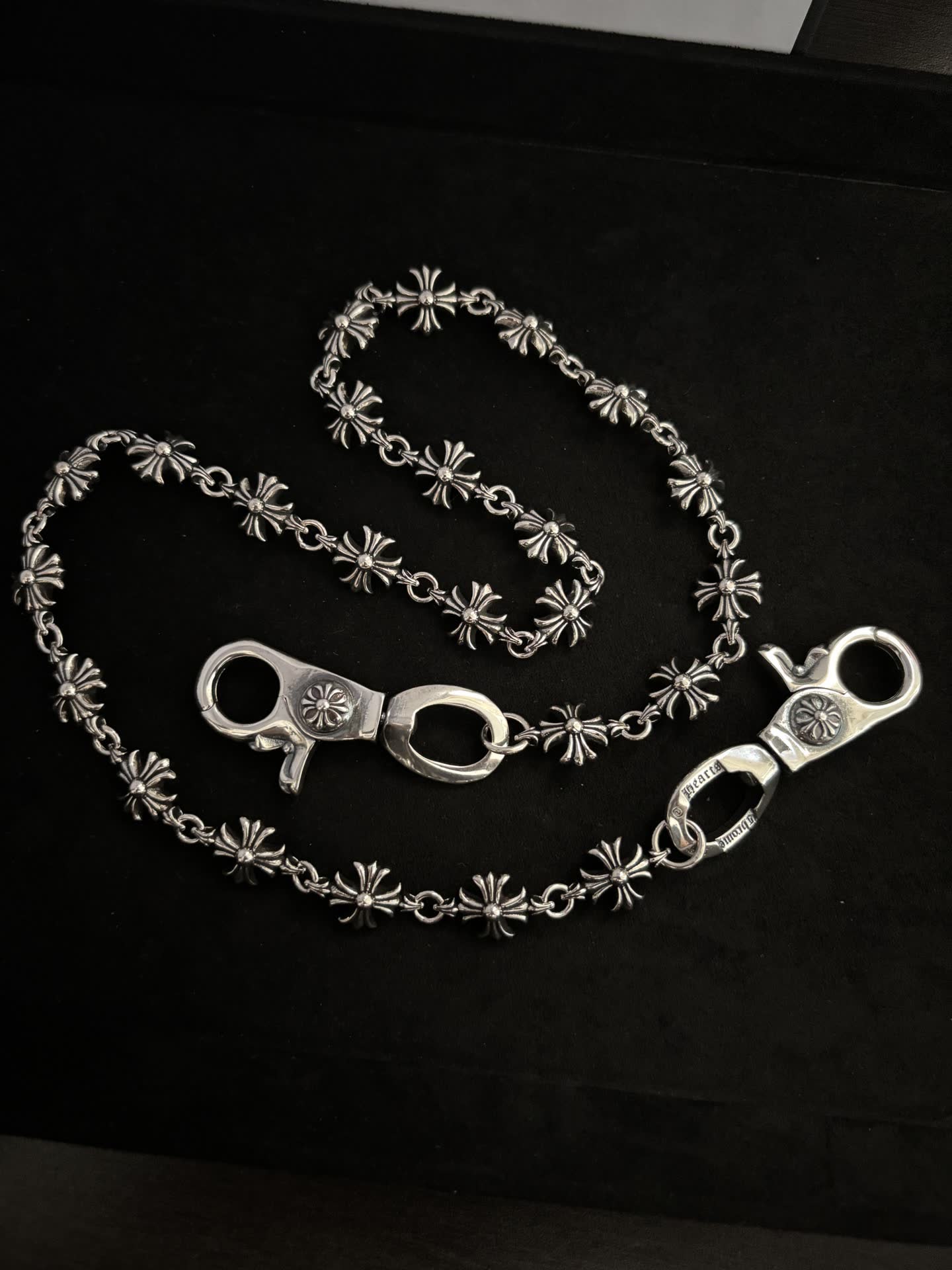 Chrome Hearts Silver Flower Chain with Lobster Clasps